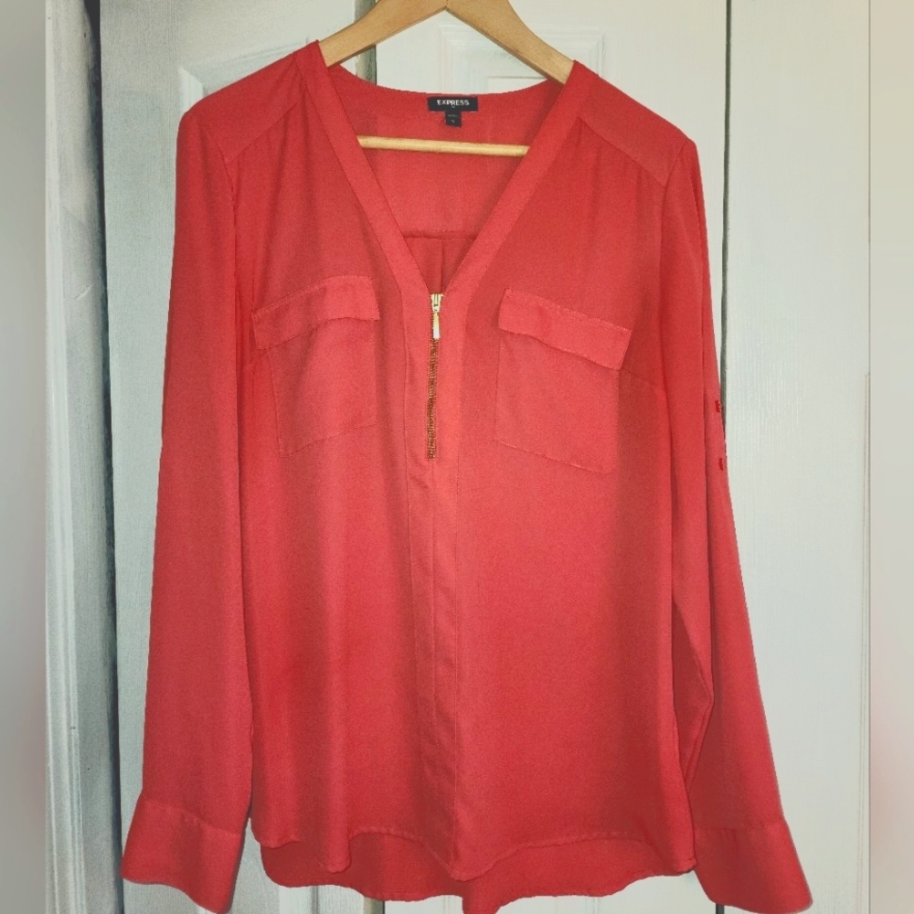 Express coral half zip v neck